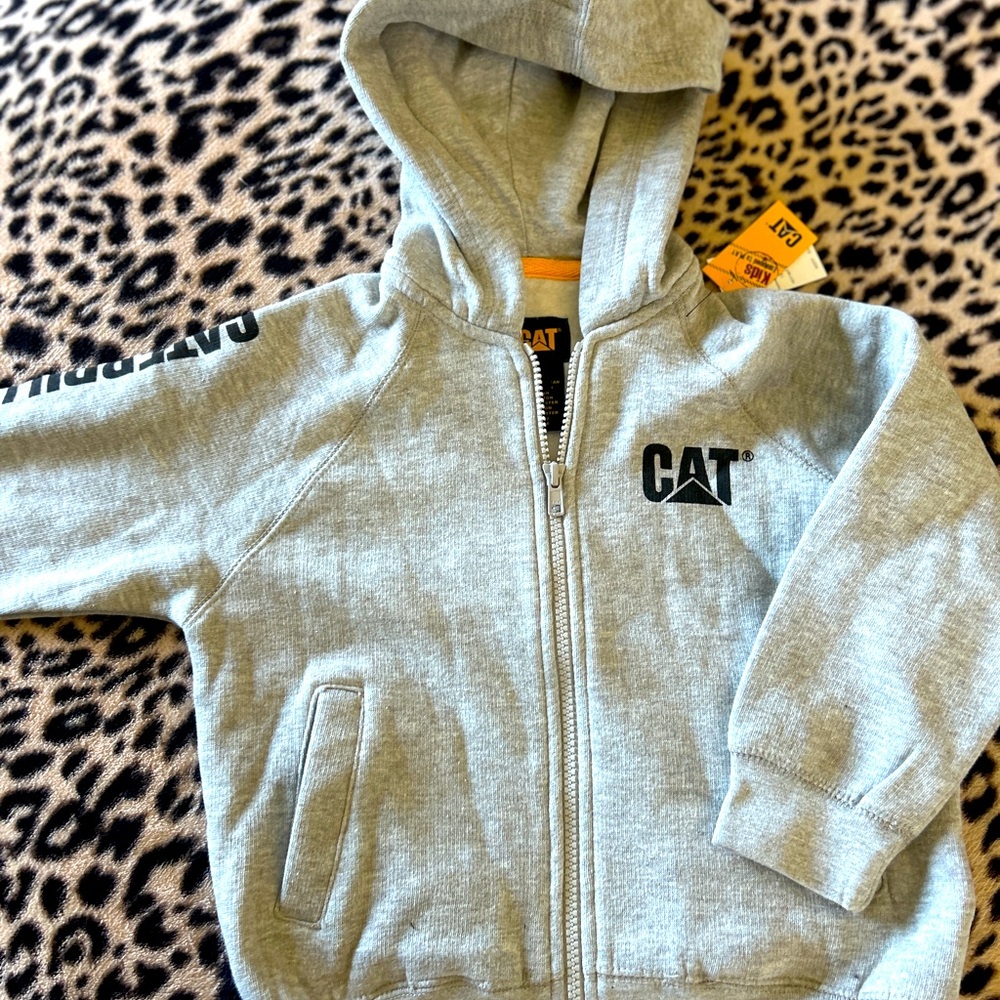 CAT Boys Gray Hooded Zip Up Jacket Toddler 4T
